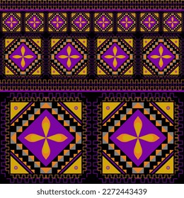 Seamless geometric pattern in yellow, violet and black vector illustration design for wallpaper, background, carpet and more