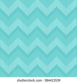 Seamless geometric pattern in zigzag repetitive fine lines. The two colors light blue lines on a aquamarine background.