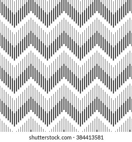 Seamless geometric pattern in zigzag repetitive fine lines. In two colors black lines on a white background.