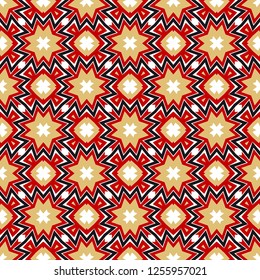 Seamless geometric Pattern with Zigzags, Triangles. For Textiles, Book design, Background. Vector Illustration