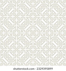 Seamless geometric pattern.Arabic style. Brown color contoured lines