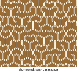 Seamless geometric pattern.Average doubled thickness lines.Golden color background.