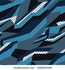 Seamless geometric pattern.Blue.Racing background print vinyl decal. Abstract modern texture.