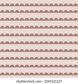 Seamless geometric patterns. Brown semicircle line up on light brown background. Vector pattern for fashion design, fabric, card, textile, wallpaper, apparel, paper.