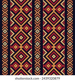 Patrones geométricos sin fisuras. Patrón de punto de cruz. Diseño para tela, patrón, pixel, bordado, motivo, toalla, patrones étnicos, horizontal, borde, folk, retro, artesanía, abstracto, batik, zigzag.