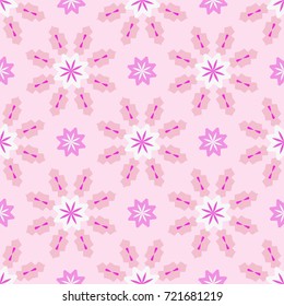 Seamless geometric patterns in a gentle pink color.