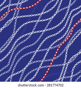 Seamless geometric patterns in Marine Style. Background with chains.Vector illustration