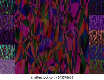 Seamless Geometric Patterns Set. Boho tile set and seamless pattern. Colorful patchwork for fabric print, furniture, wallpaper, fashionable textile. Square design elements. Unusual flower ornament.