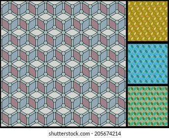 Seamless geometric patterns set, colorful graphic backgrounds collection