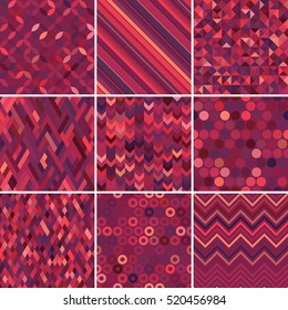 Seamless geometric patterns set. Contemporary graphic design. Endless backgrounds collection, seamless lace texture for banners, flyers, invitation cards. 