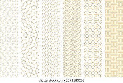 Seamless Geometric Patterns Set Line Art Vector Patterns for Illustrator  
 Abstract Gold Line Designs  Modern Minimalist Backgrounds  Decorative Linear Pattern Pack  Islamic Pattern Pack