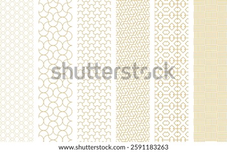 Seamless Geometric Patterns Set Line Art Vector Patterns for Illustrator  
 Abstract Gold Line Designs  Modern Minimalist Backgrounds  Decorative Linear Pattern Pack  Islamic Pattern Pack