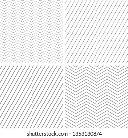 Seamless geometric patterns set. Lines texture. Vector art.