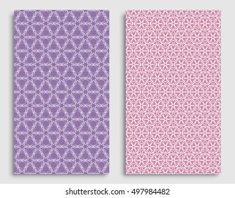 Seamless geometric patterns set, repeating lace texture. Seamless vertical graphic backgrounds collection with line ornament. Ethnic arabic, indian, turkish ornate surface for banner, card, invitation