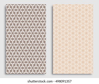 Seamless geometric patterns set, repeating lace texture. Seamless vertical graphic backgrounds collection with line ornament. Ethnic arabic, indian, turkish ornate surface for banner, card, invitation