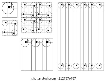 Seamless geometric patterns of squares, rectangles, and circles.