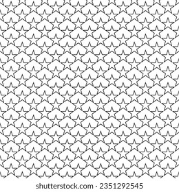 Seamless geometric pattern.Vector background.Filled with black stars.Contoured lines