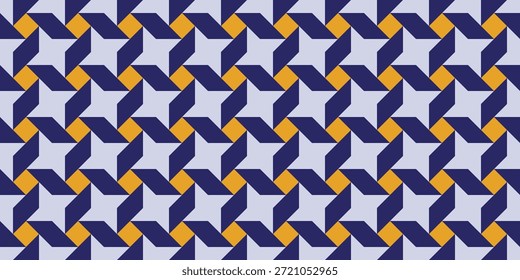 Modelo geométrico inconsútil del molinete con las Formas giratorias del triángulo en tonos azules oscuros, amarillos y ligeros que crean el fondo abstracto audaz para la materia textil, la tela, el empaquetado, el Fondo de pantalla y el diseño superficial moderno