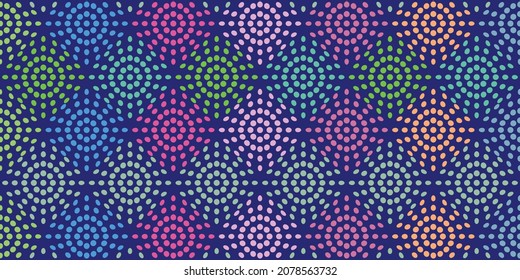 Seamless geometric polka dots pattern. Multi-colored circles. Vector wallpaper background