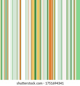 Impresión geométrica sin foco de rayas verticales de diferentes anchuras, realizadas en diferentes tonalidades de verde, amarillo y naranja. Decoración de moda y glamorosa de cualquiera de tus proyectos publicitarios audaces.