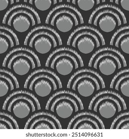 Seamless geométrico arco iris ikat tipo diseño de fondo de patrón de icono en blanco y negro utilizado para icono, textiles, fondo.
