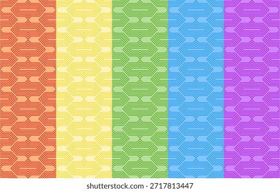 Seamless geometric rainbow pattern colorful set abstract background