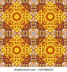 Seamless geometric raster pattern in purple, pink and red colors. Oriental style.