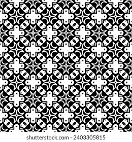 Patrones islámicos repitiendo geométricos sin foco.
Textura de patrón blanco y negro. Ornamentos mosaicos.Papel pintado de un color.
