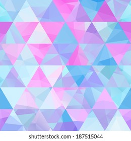 Seamless geometric retro background. Vintage patterns of geometric shapes. Colorful mosaic background. Retro triangle background.