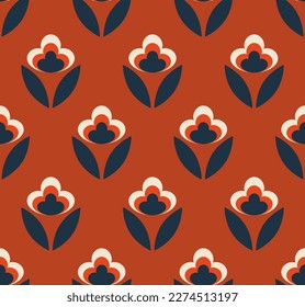 Seamless geometric retro pattern in 70s 60s trendy style. Vector illustration.