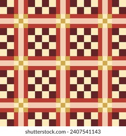 Seamless geometric retro pattern design - checkered groovy repeat motif square vector