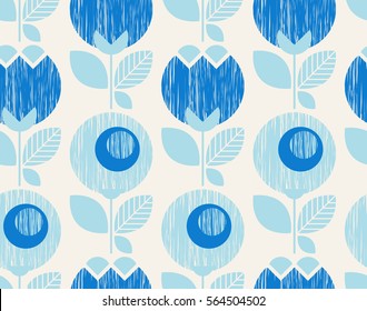 seamless geometric retro pattern with flowers