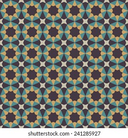 Seamless geometric retro pattern.  Traditional tile ornament.  Vector illustration.
