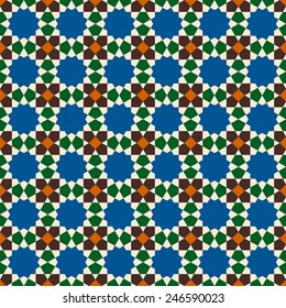 Seamless geometric retro pattern.  Traditional tile ornament.  Vector illustration.