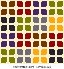 Seamless geometric retro wallpaper. 
Simple old shapes in color.