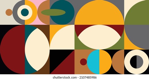 Seamless geometric retro wallpaper. Simple old shapes in color.
