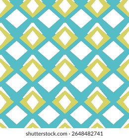 Seamless Geometric Rhombus Pattern in Blue and Yellow