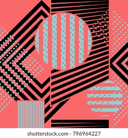 Seamless geometric shape memphis color.