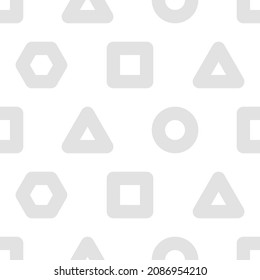 Seamless geometric shapes abstract modern pattern. Cool background with square, circle, triangle. Memphis style template. Vector trend illustration