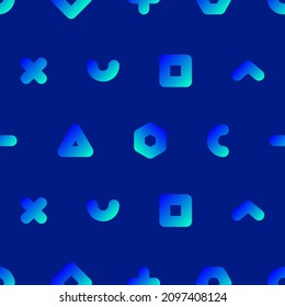 Las formas geométricas sin foco abstraen el patrón moderno. Fondo frío con cuadrado, círculo, triángulo. Plantilla de estilo Memphis. Ilustración de tendencia del vector