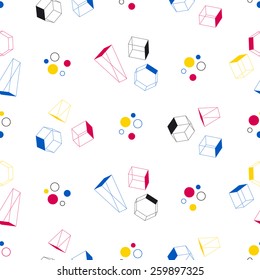 Seamless geometric shapes pattern on white background in vector
