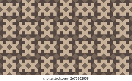 Formas geométricas perfeitas que criam uma ilusão ótica. Apresentando um estilo geométrico moderno, minimalista e abstrato com uma paleta de cores marrom e creme