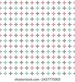 Seamless Geometric Shining Star Pattern, Shiny Star Red Green And Black On White Background, Christmas Theme