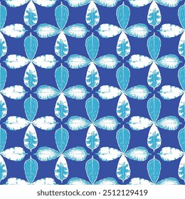  Seamless Geométrica simple tipo de hoja azul índigo patrón de cuadros diseño de fondo.