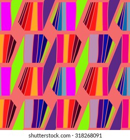 Seamless geometric spiral pattern. Abstract background. Rainbow colors.