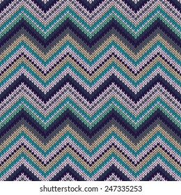 Seamless geometric spokes knitted pattern. Blue white beige green color knitwear sample