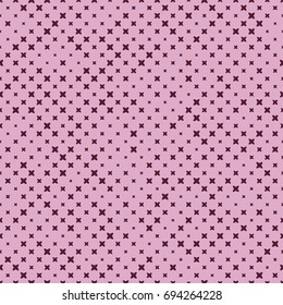 Seamless geometric spotted pattern halftone with stars or cross. Vector Illustration