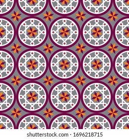 Seamless Geometric Square and Circle Vintage Pattern