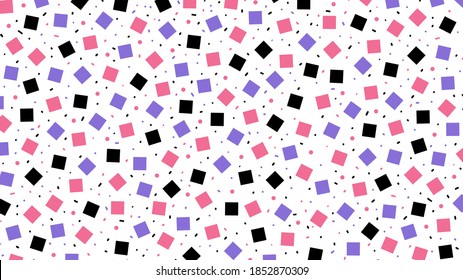 Seamless geometric square pattern abstract background vector design. Retro style soft pastel blue, red and black colors squared pattern illustration