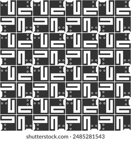 Seamless geometric square pattern in the shape of a black cat, transparent background